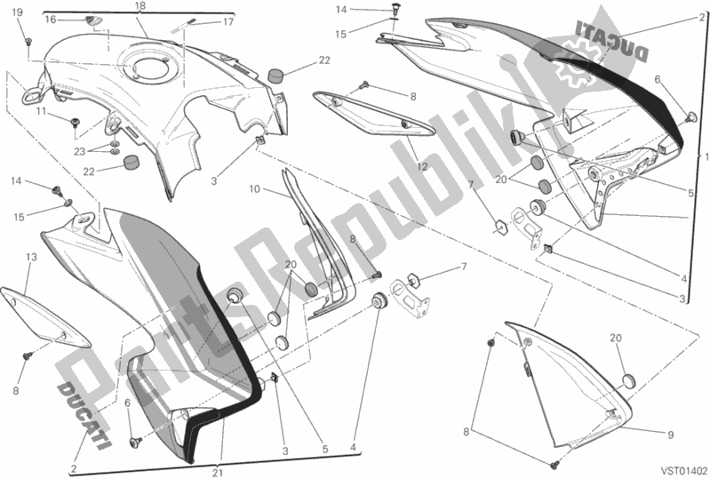 Toutes les pièces pour le Carénage du Ducati Hypermotard SP USA 821 2015